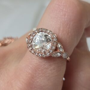 NWT Charmed Aroma Rose Gold Plated 925 SS Cushion Cut Feminine Vintage Look Sz 6